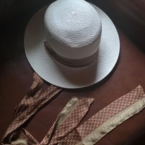 GENUINE PANAMA HAT With Attached Brown SILK Ribbon
